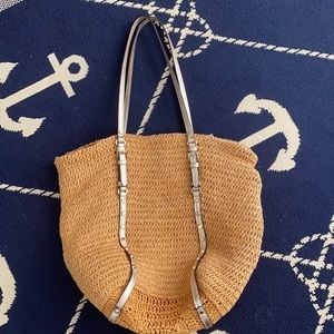 MK gold straw beach bag